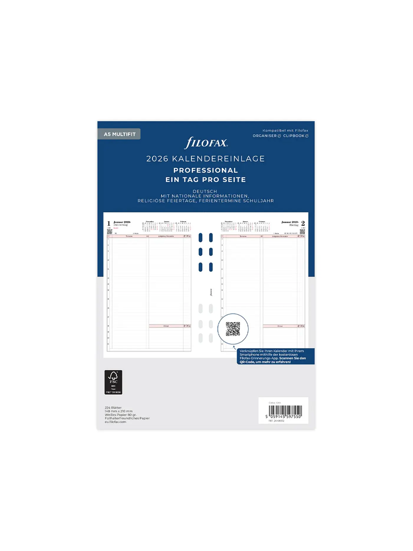 FILOFAX | Kalendereinlage Tag Professional deutsch A5 2026 | 